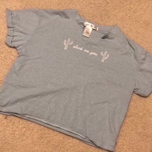 Cropped small green/blue shirt